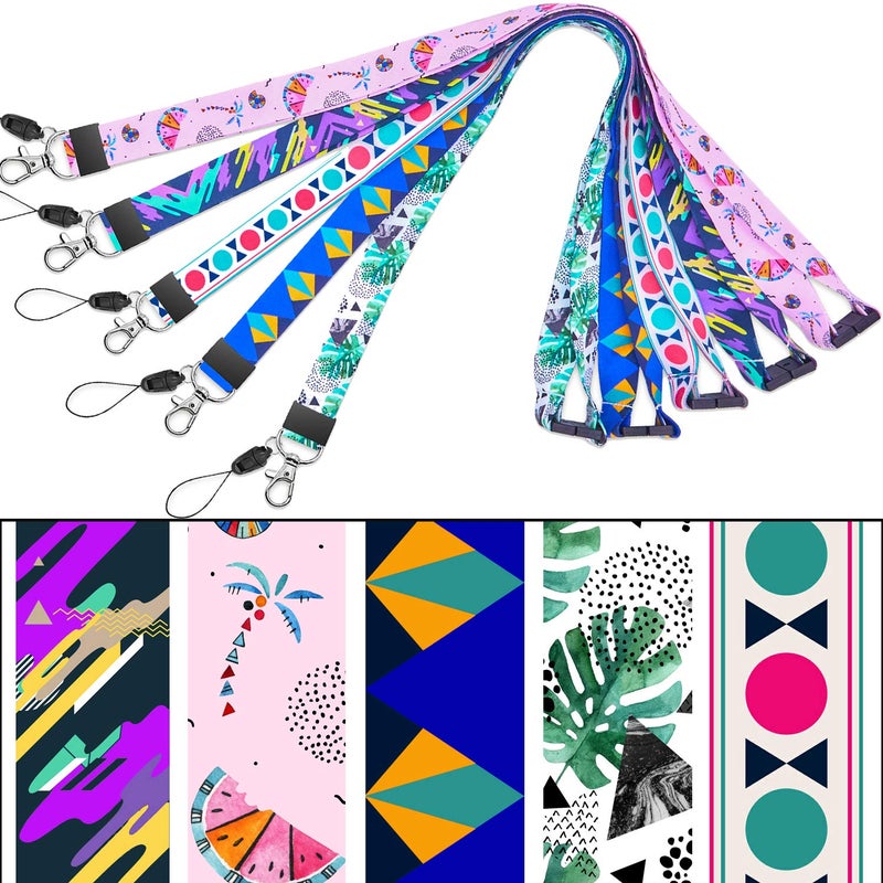 YOUOWO 5 Pack Cruise Lanyards with Patterns for ID Badge Holder Kids Hall Pass Women Key Men Ship Card,Breakaway Safety Office Neck Lanyard Quick Release - Image 3